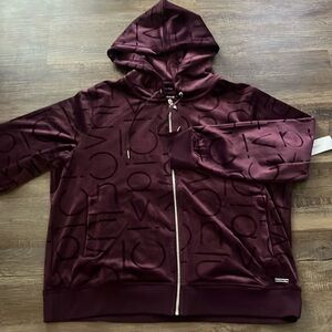 New Calvin Klein Women's Plus Size Embossed Logo Knit Jacket